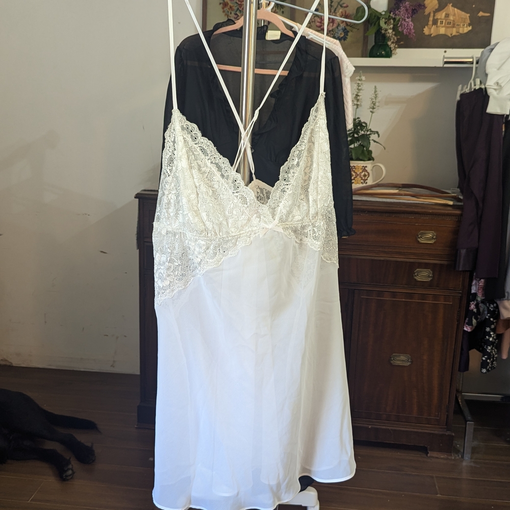 La Vie En Rose White Lace Chemise